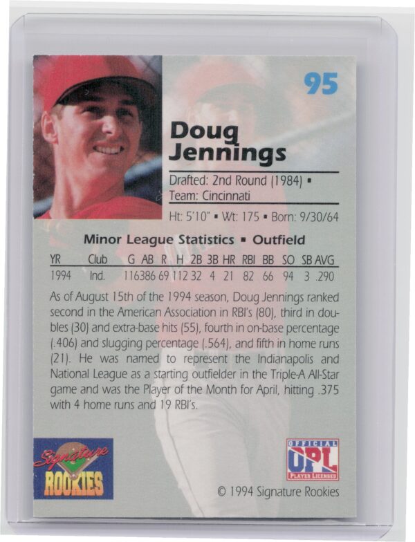 1994 Signature Rookies Draft Picks Doug Jennings AU SN7750 #95 Indians Signature - Image 3