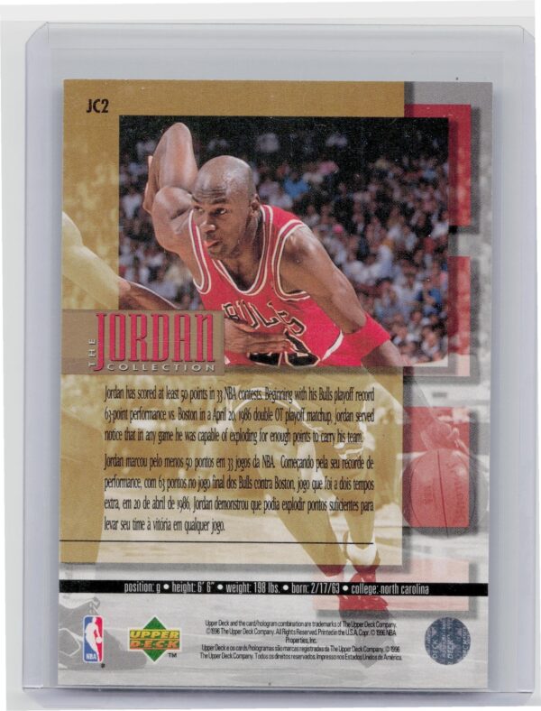 1995-96 Collector's Choice Portuguese II Michael Jordan #JC2 Bulls - Image 3