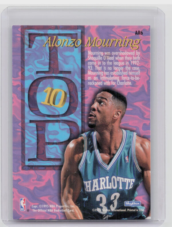 1995-96 Hoops Alonzo Mourning #AR6 Hornets Top Ten - Image 3