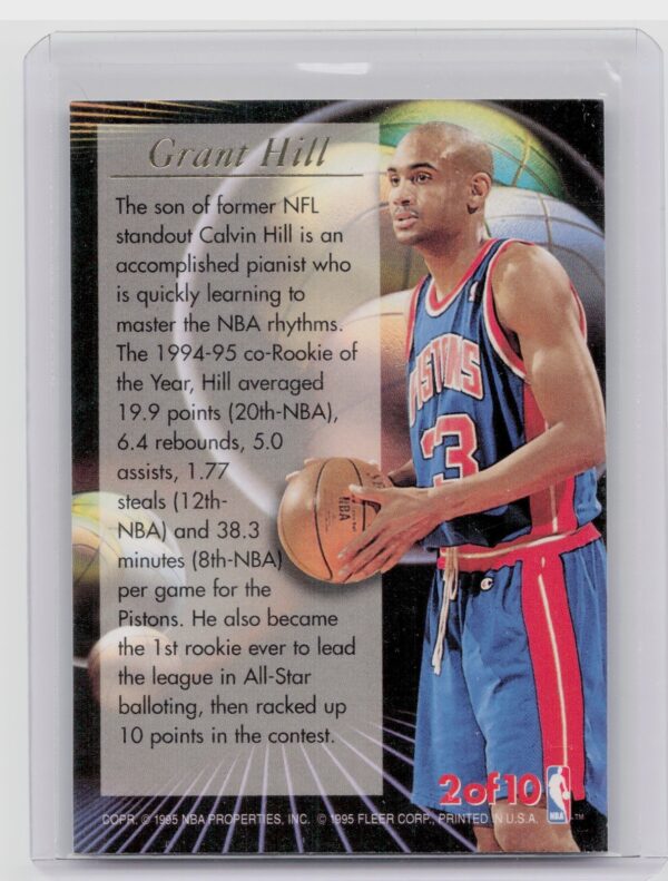 1995-96 Ultra Grant Hill #2 Pistons All Rookie - Image 3