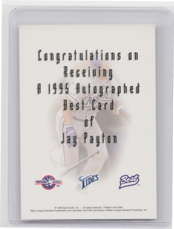 1995 Best Jay Payton AU #NNO Tides Autographs - Image 3