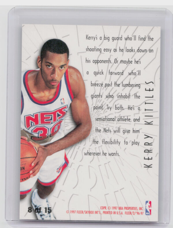 1996-97 Fleer Kerry Kittles #8 Nets Swing Shift - Image 3