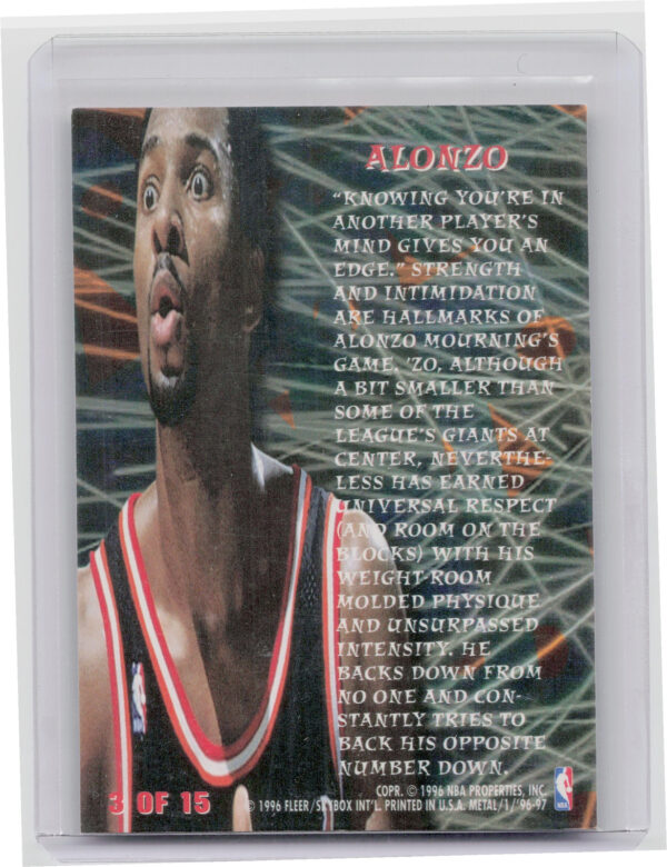 1996-97 Metal Alonzo Mourning #3 Heat Metal Edge - Image 3