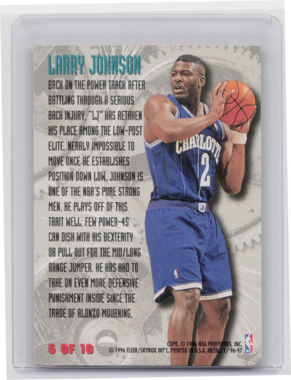 1996-97 Metal Larry Johnson #5 Hornets Power Tools - Image 3