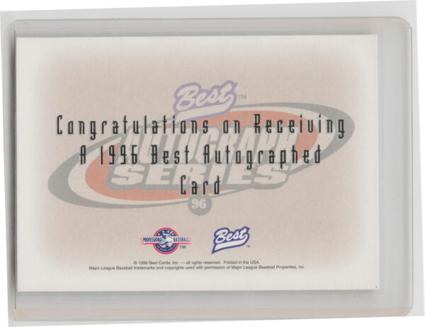 1996 Best Brett Tomko AU #NNO Cats Autographs - Image 3