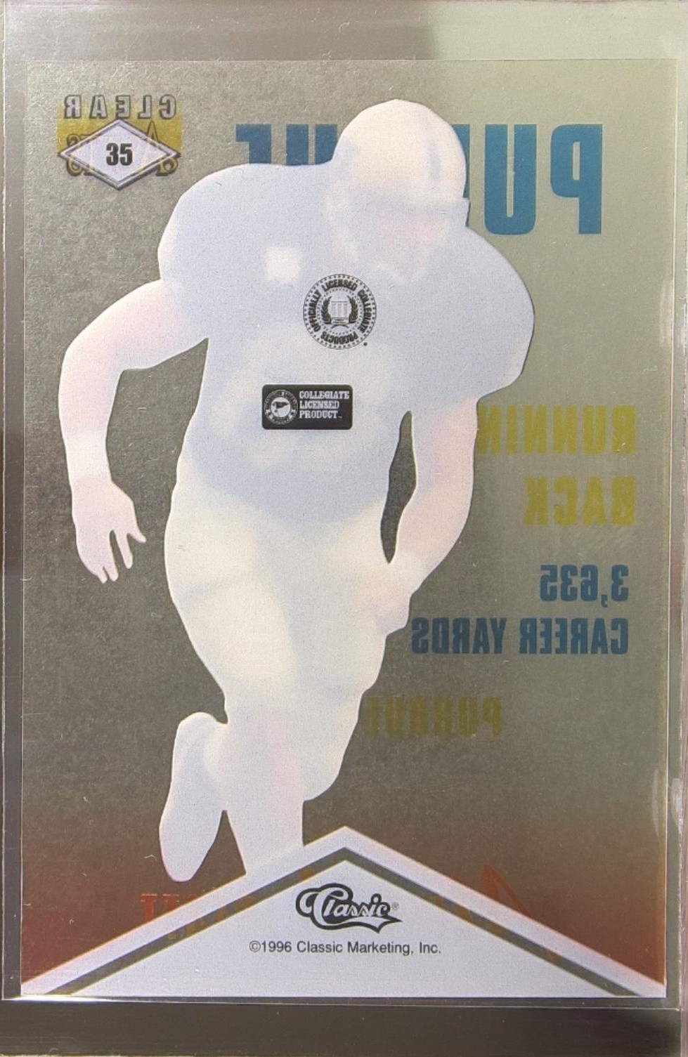 1996 Classic Clear Assets Mike Alstott #35 Boilermakers - Image 3