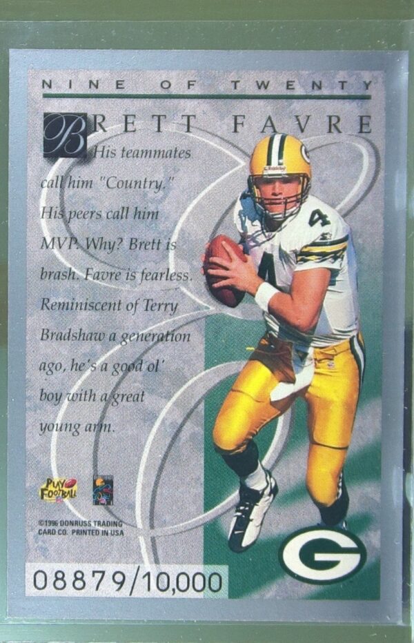 1996 Donruss Brett Favre /10000 #9 Packers Elite Series - Image 3