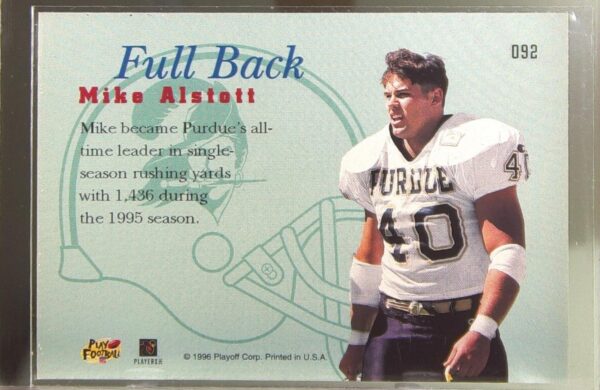 1996 Playoff Prime Mike Alstott RC #092 Buccaneers - Image 3