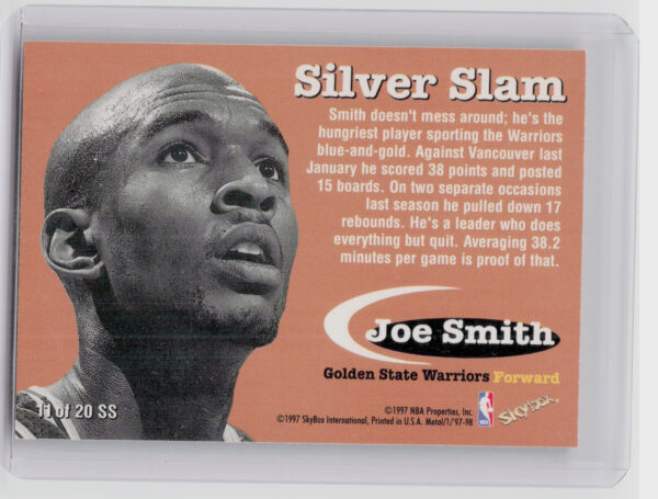 1997-98 Metal Universe Joe Smith #11 SS Warriors Silver Slam - Image 3