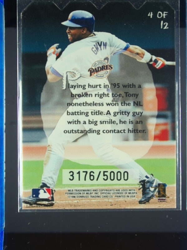 1997 Leaf Tony Gwynn SN5000 #4 Padres Knothole Gang - Image 3