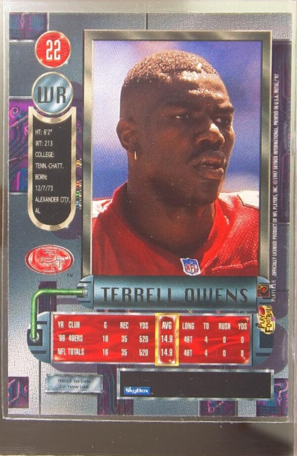 1997 Metal Universe Terrell Owens #22 49ers - Image 3