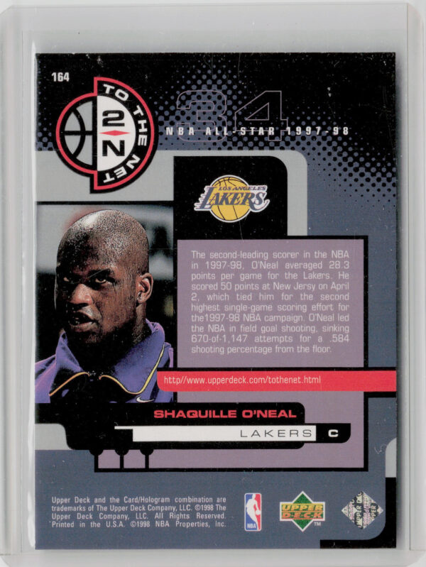 1998-99 Upper Deck Shaquille O'Neal #164 Lakers - Image 3