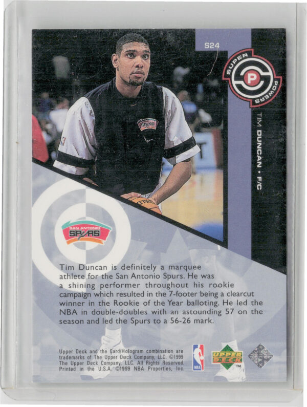 1998-99 Upper Deck Tim Duncan #S24 Spurs Super Powers - Image 3