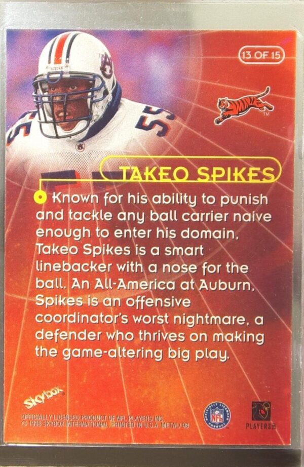 1998 Metal Universe Takeo Spikes #13 Bengals Quasars - Image 3