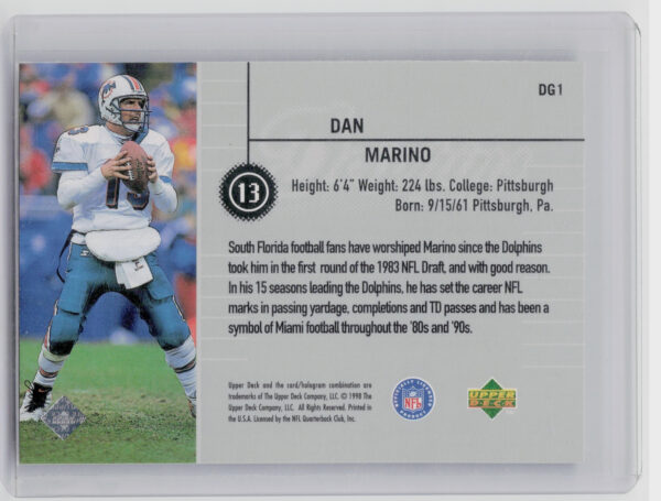 1998 Upper Deck Dan Marino #DG1 Dolphins Define the Game - Image 3