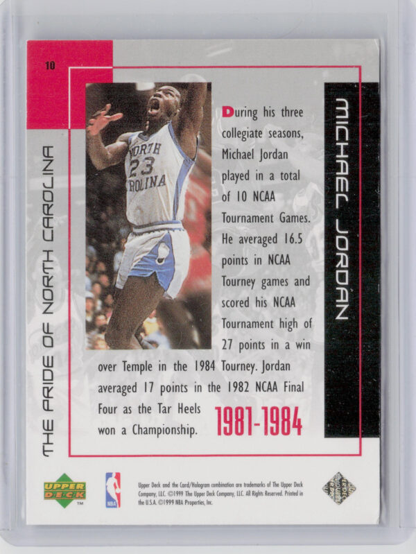 1999-00 Upper Deck Michael Jordan Career Collection Michael Jordan #10 Heels - Image 3