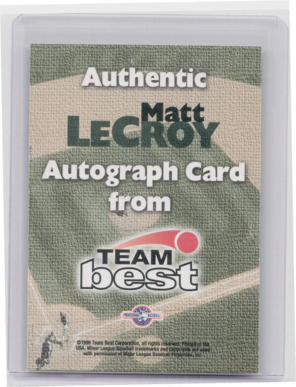 1999 Team Best Rookie Matt LeCroy AU #NNO Wizards Autographs - Image 3