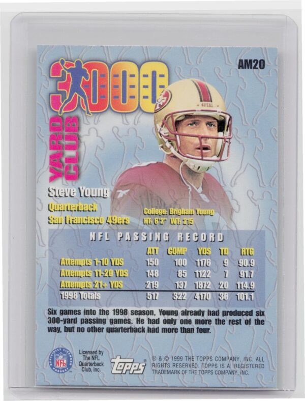 1999 Topps Steve Young #AM20 49ers All Matrix - Image 3