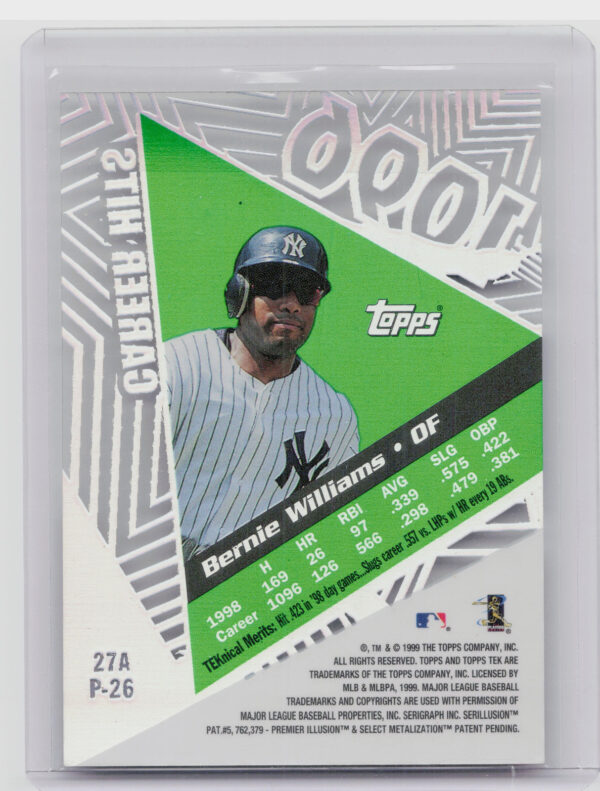 1999 Topps Tek Bernie Williams Pattern 26 #27A Yankees - Image 3