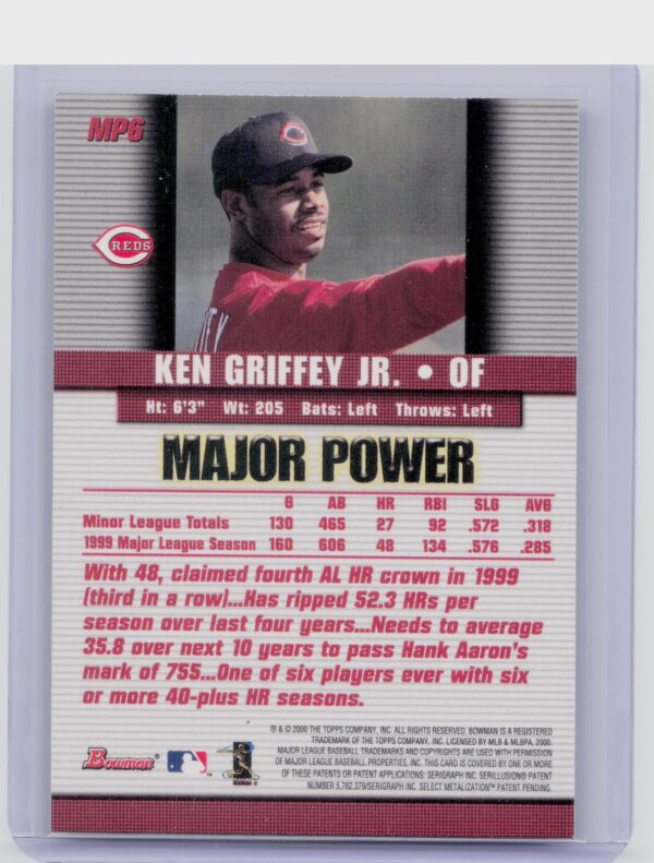 2000 Bowman Ken Griffey Jr. #MP6 Reds - Image 3