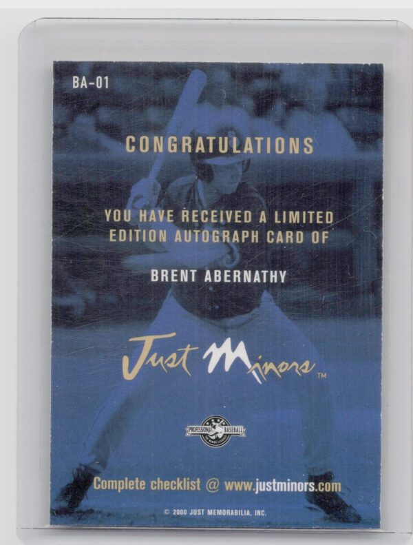 2000 Just Brent Abernathy AU #BA-01 Smokies Autographs - Image 3