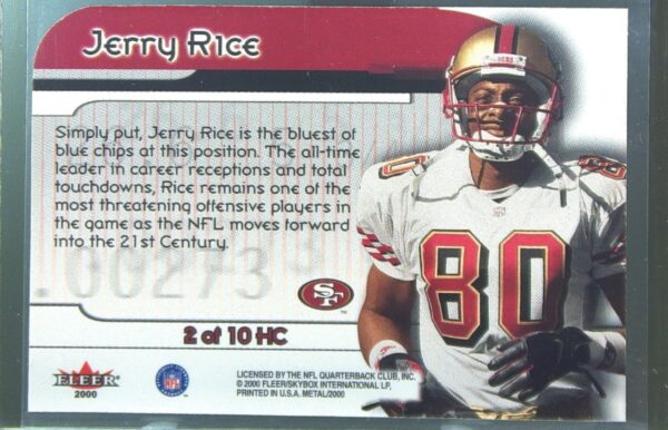 2000 Metal Jerry Rice #2 HC 49ers Hot Commodities - Image 3