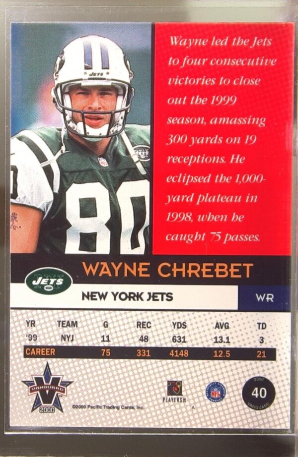 2000 Pacific Vanguard Wayne Chrebet #40 Jets - Image 3