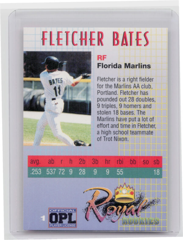 2000 Royal Rookies Fletcher Bates AU SN4950 #1 Marlins Autographs - Image 3