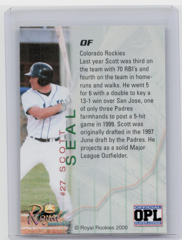 2000 Royal Rookies Futures Scott Seal AU SN4950 #27 Avalanche Autographs - Image 3
