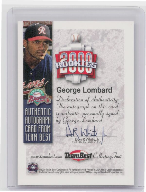 2000 Team Best Rookies George Lombard AU #NNO Braves Autographs - Image 3
