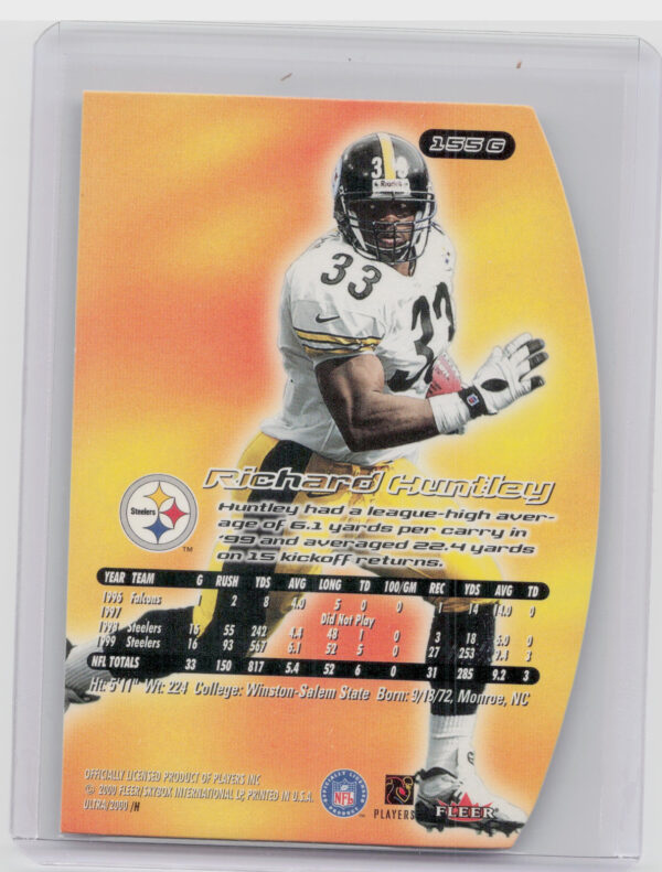 2000 Ultra Richard Huntley Gold Medallion #155G Steelers - Image 3