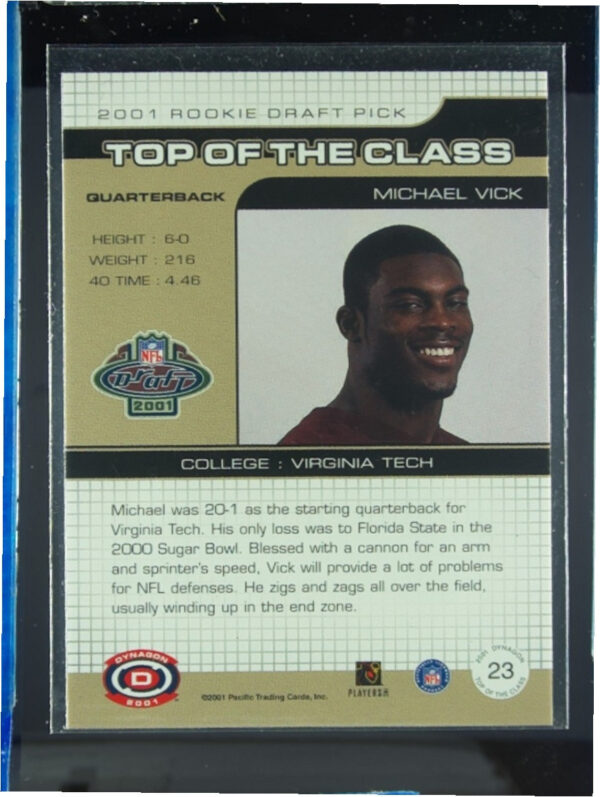 2001 Pacific Dynagon Michael Vick #23 Hokies Top of the Class - Image 3