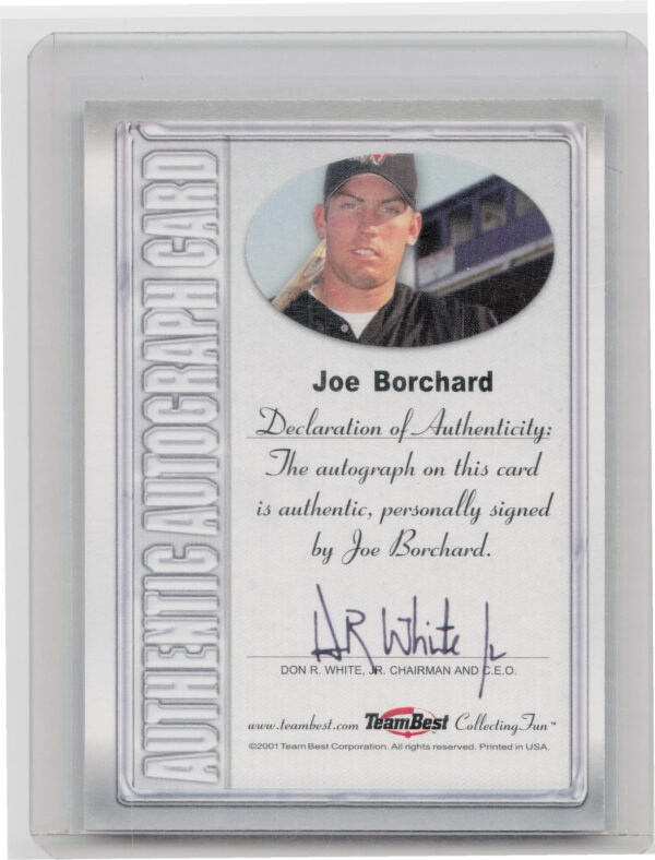 2001 Team Best Joe Borchard AU #NNO Warthogs Autographs - Image 3