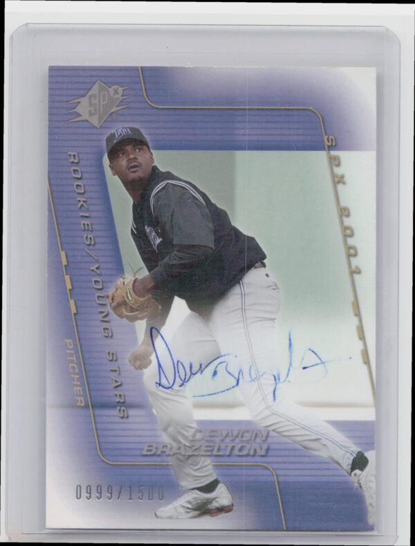 2001 Upper Deck Rookie Update Dewon Brazelton Auto /1500 RC #209 Rays 2001 SPx