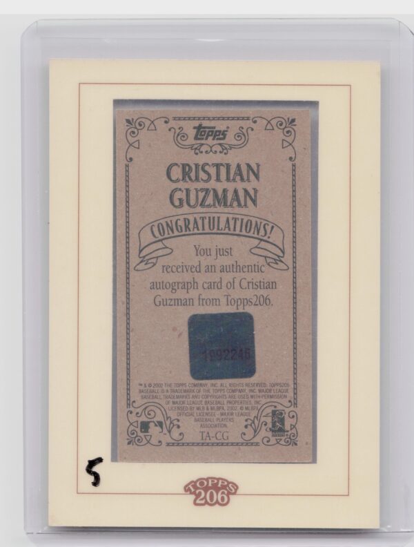 2002 Topps 206 Cristian Guzman AU #TA-CG Twins Autographs - Image 3