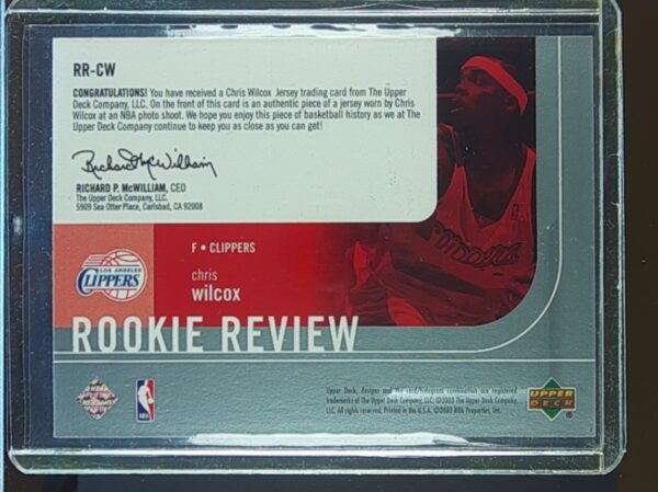 2003-04 Upper Deck Chris Wilcox JSY #RR-CW Clippers Rookie Review Jerseys - Image 3