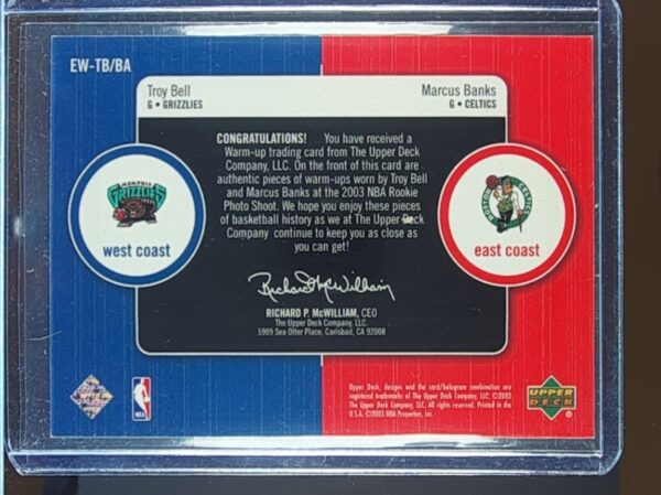 2003-04 Upper Deck Troy Bell / Marcus Banks JSY #EW-TB/BA Celtics - Image 3