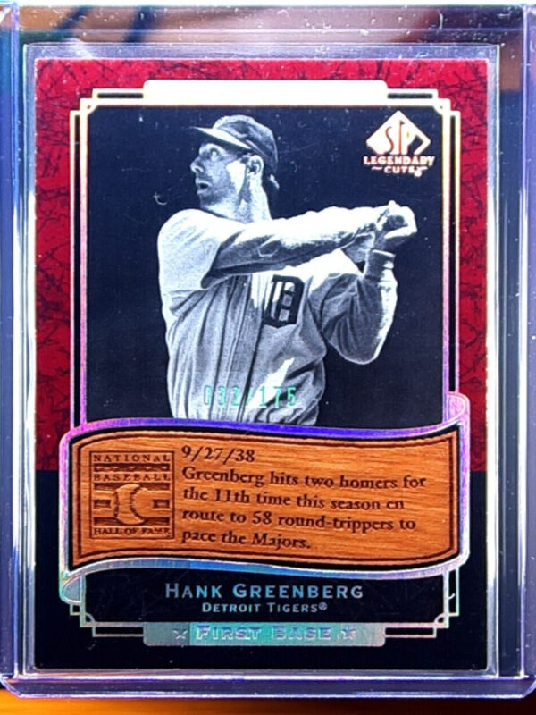 2003 SP Legendary Cuts Hank Greenberg SN175 #ET-HG Tigers Etched in Time 175