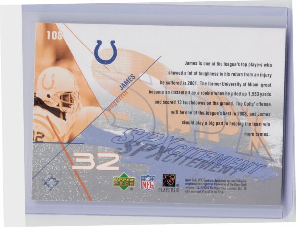 2003 SPx Edgerrin James #108 Colts - Image 3