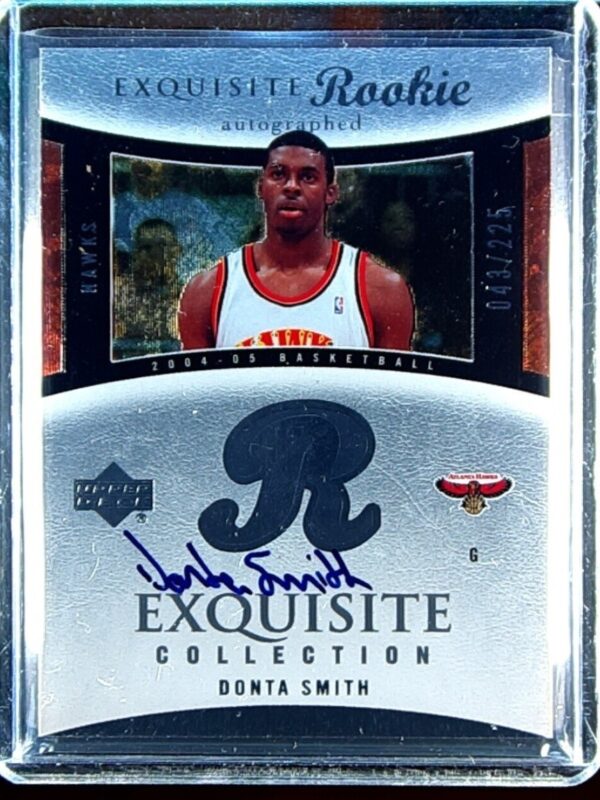 2004-05 UD Exquisite Collection donta smith RC Auto SN225 #74 Hawks