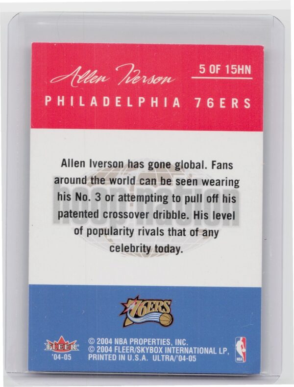 2004-05 Ultra Allen Iverson #5 HN 76ers Hoop Nation - Image 3
