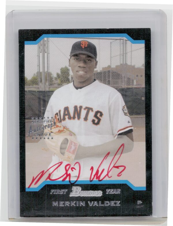 2004 Bowman Merkin Valdez AU SN25 #171 Giants Autographs Red Ink