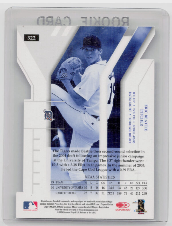 2004 Donruss Elite Extra Edition Eric Beattie AU SN50 #322 Tigers Signature Stat - Image 3