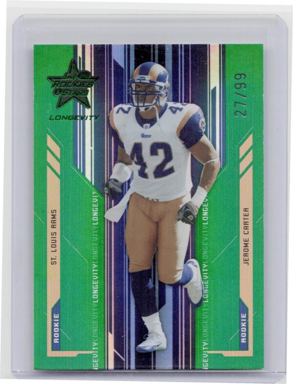 2005 Leaf Rookies & Stars Longevity Jerome Carter Emerald /99 #200 Rams