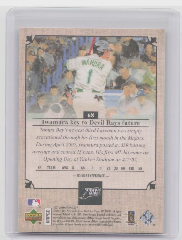 2007 Upper Deck Masterpieces Akinori Iwamura RC #68 Rays - Image 3