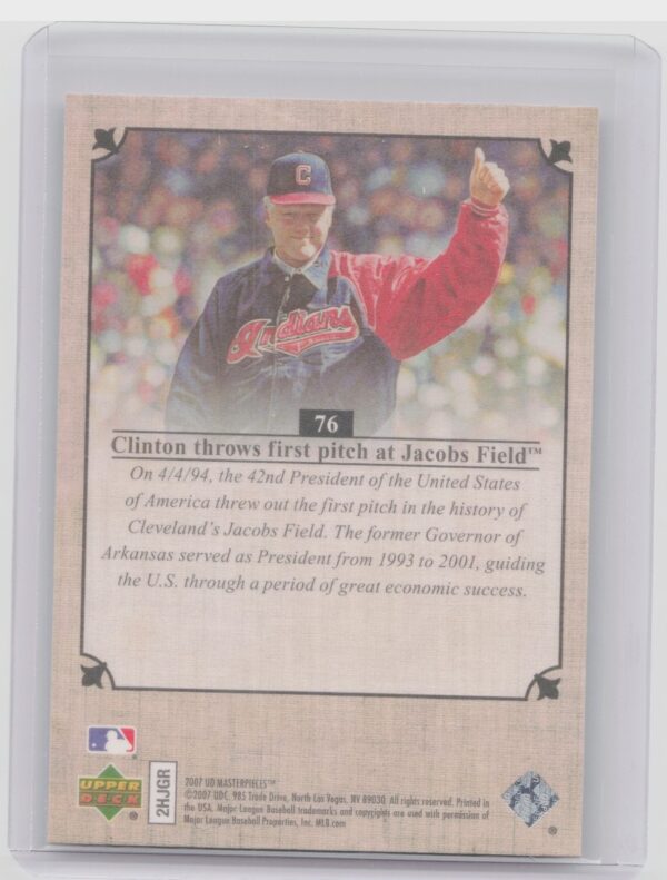 2007 Upper Deck Masterpieces Bill Clinton #76 - Image 3