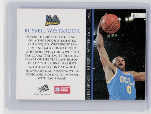 2008-09 Press Pass Russell Westbrook #65 Bruins - Image 3