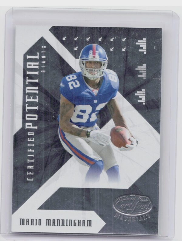 2008 Leaf Certified Materials Mario Manningham SN1000 #CP-23 Giants Certified Po