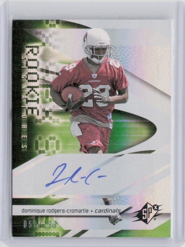 2008 SPx Dominique Rodgers-Cromartie Green Holofoil Rookies AU SN199 #203 Cardin