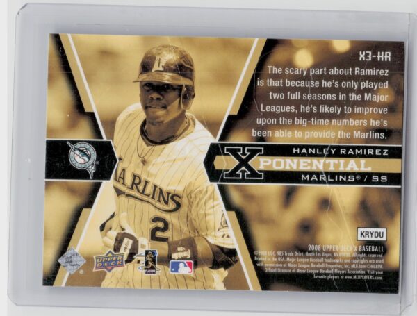 2008 Upper Deck X Hanley Ramirez #X3-HR Marlins Xponential 3 - Image 3